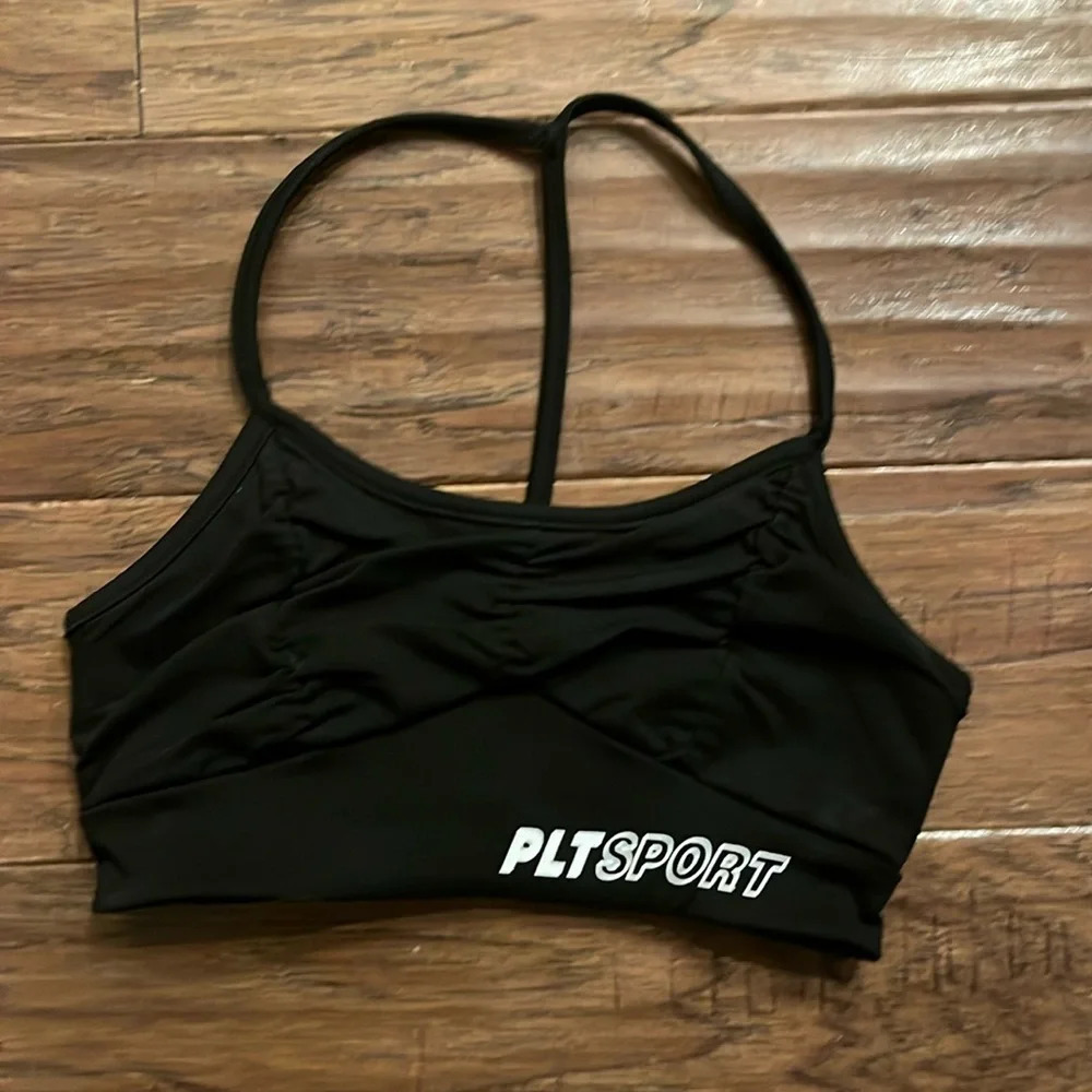 Pretty Little Thing Black Ruched Sports Bra Size XS